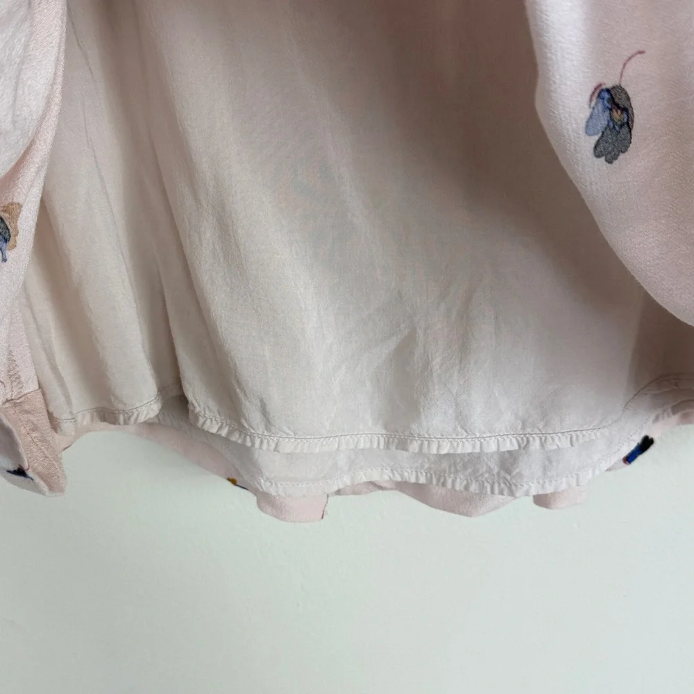 Free People Lovers Lane Floral‎ Button-Accent Pink Mini Skirt Size 4 - Picture 4 of 8
